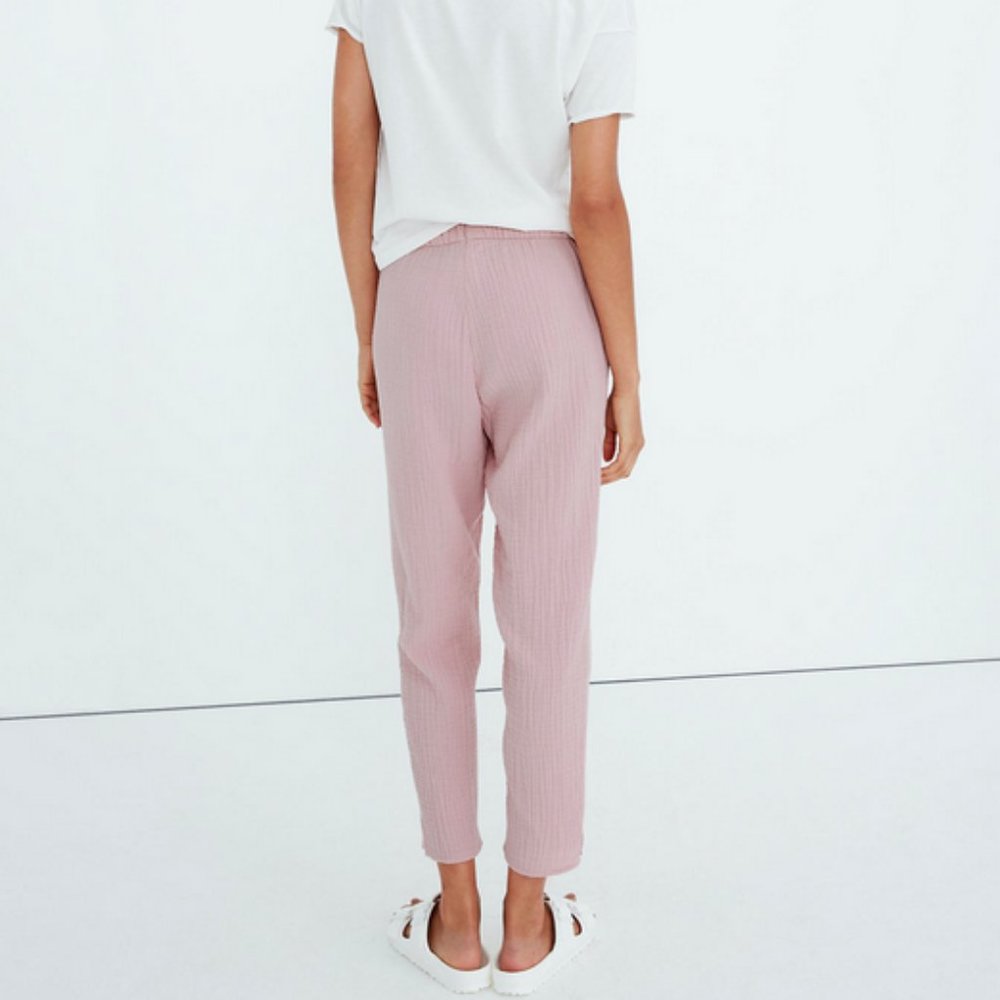 MADEWELL LIGHT PINK BEACH COVER-UP COTTON TRACK TROUSERS PANT - Picture 4 of 5